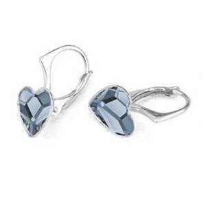 NUBIS® Stříbrné náušnice se srdcem Crystals from Swarovski® Denim Blue - NB-0202-DB