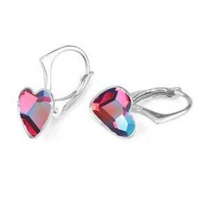 NUBIS® Stříbrné náušnice se srdcem Crystals from Swarovski® Light Siam Shimmer - NB-0202-LSS