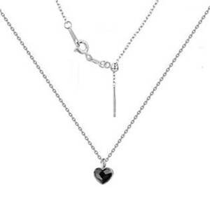 NUBIS® Minimalistický stříbrný náhrdelník se srdcem Crystals from Swarovski® Jet Back - NB-0204-JB