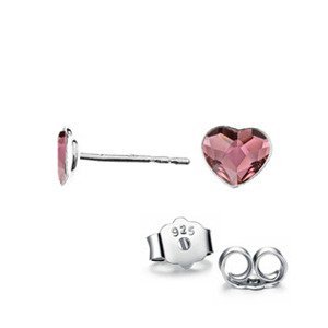 NUBIS® Stříbrné náušnice se srdcem Crystals from Swarovski, Antique Pink - NB-0203-AP