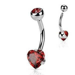 Šperky4U Ocelový piercing do pupíku srdce - BS0009-R