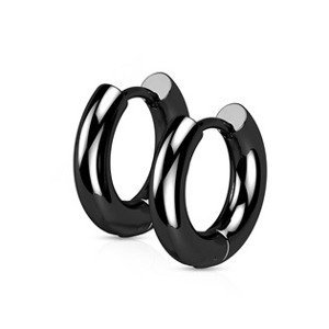 Šperky4U Černé ocelové náušnice kroužky 16mm - OPN1923K-16