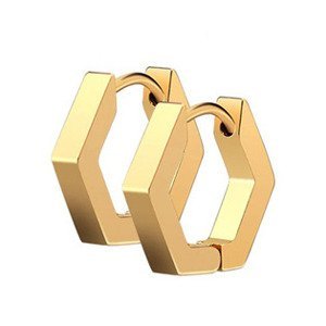 Šperky4U Zlacené ocelové náušnice hranaté - OPN1928-GD