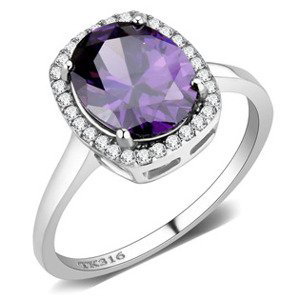 Šperky4U Ocelový prsten s fialovým kamenem - velikost 60 - AL-0120-60