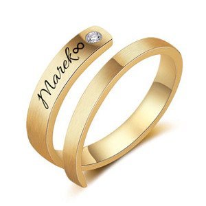 Spikes USA Zlacený ocelový prsten s možností rytiny - velikost universální - OPR1906-GD