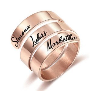 Spikes USA Zlacený ocelový prsten s možností rytiny - velikost universální - OPR1904-RD