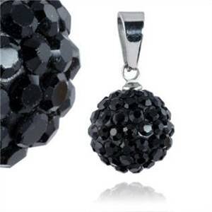 Šperky4U Ocelový přívěšek kulička 12 mm - černé krystaly - PSW1015