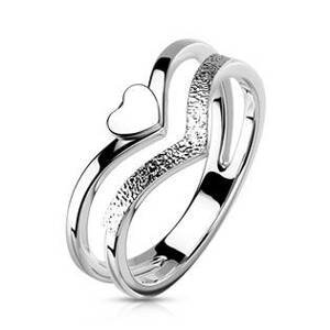 Šperky4U Ocelový prsten se srdíčkem - velikost 58 - OPR1896-58