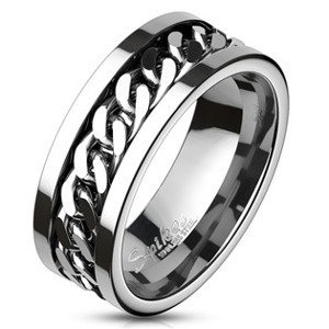 Šperky4U Pánský ocelový prsten řetěz - velikost 72 - OPR0144-72