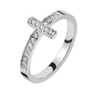 Šperky4U Ocelový prsten kříž - velikost 60 - OPR1918-60