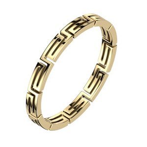Šperky4U Zlacený ocelový prsten řecký klíč - velikost 68 - OPR1917-68