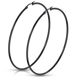 Šperky4U Černé ocelové náušnice - kruhy 80 mm - OPN1195-80