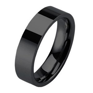 NUBIS® Černý prsten wolfram, šíře 6 mm, vel. 53 - velikost 53 - NWF1039-53