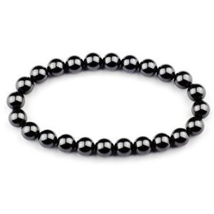 Šperky4U Perlový náramek, 8 mm černé perly Crystals from Swarovski® - ZB465-14