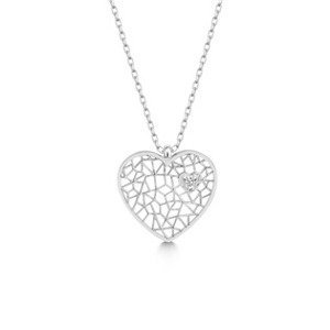 NUBIS® Stříbrný diamantový náhrdelník srdíčko - NBS-003