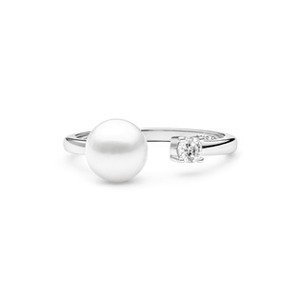 GAURA Stříbrný prsten s perlou a zirkonem - velikost 61 - GA4013W-61