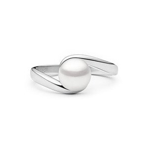 GAURA Stříbrný prsten s bílou perlou - velikost 56 - GA4015W-56