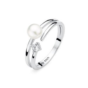 GAURA Stříbrný prsten s perlou a zirkonem - velikost 59 - GA4016W-59