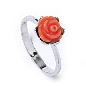 Šperky4U Stříbrný prsten - růže přírodní korál, vel. 52 - velikost 52 - CS2200-52