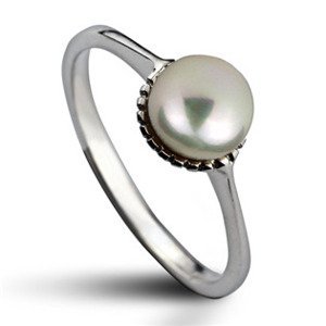 Šperky4U Stříbrný prsten přírodní perla 5,5 mm, vel. 53 - velikost 53 - CS2104-53