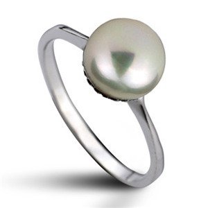 Šperky4U Stříbrný prsten přírodní perla 8 mm, vel. 51 - velikost 51 - CS2105-51