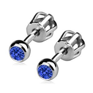 Šperky4U Stříbrné šroubovací náušnice, tmavě modré zirkony - ZB23056-DB