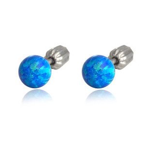 Šperky4U Stříbrné náušnice s modrým opálem - ZB8362-OP05