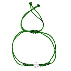 Šperky4U Zelený náramek s křížkem - OPA1808-G
