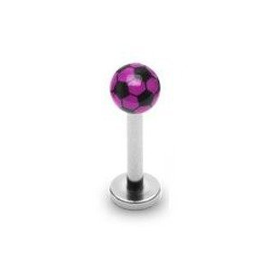 Šperky4U Piercing do brady - labreta - fotbalový míč, fialová barva - LB01073-A