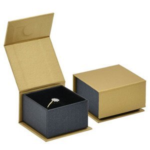 Šperky4U Dárková krabička na prsten zlatá/černá - KR0540