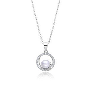 NUBIS® Stříbrný náhrdelník s přírodní perlou - NB-2298