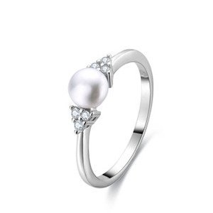 NUBIS® Stříbrný prsten s perlou - velikost 58 - NB-5535-58