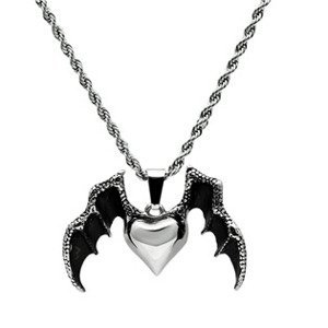 Šperky4U Ocelový náhrdelník srdce s křídly - OPD0332