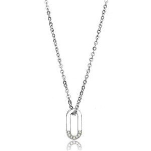 Šperky4U Ocelový náhrdelník oválek se zirkony - OPD0327