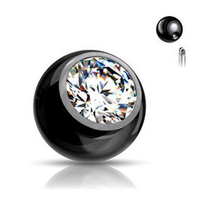Šperky4U Černá ocelová náhradní kulička, závit 1,6 mm - ND01012KC-1604
