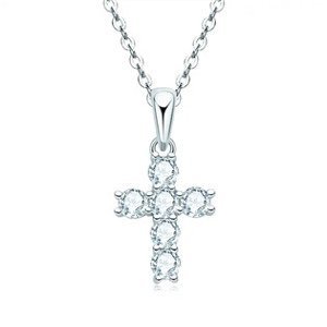 NUBIS® Stříbrný náhrdelník křížek s moissanity - MN406