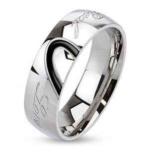 Spikes USA Pánský ocelový prsten LOVE, šíře 7 mm, vel. 65 - velikost 65 - OPR1015-65