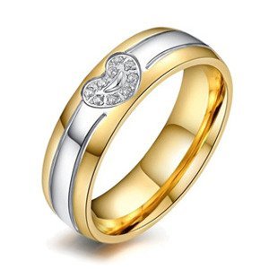 Šperky4U Ocelový prsten srdíčko, šíře 6 mm, vel. 52 - OPR0055-SD-52