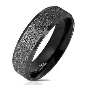 Šperky4U Černý ocelový prsten pískovný, vel. 70 - velikost 70 - OPR0078-70