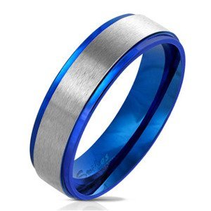 Šperky4U Modrý ocelový prsten matný, vel. 70 - velikost 70 - OPR0075-6-70