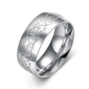 Šperky4U Ocelový prsten s ornamenty, šíře 8 mm, vel. 54 - velikost 54 - OPR0091-54