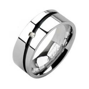 Spikes USA Pánský snubní ocelový prsten, šíře 8 mm, vel. 70 - velikost 70 - OPR1389-70