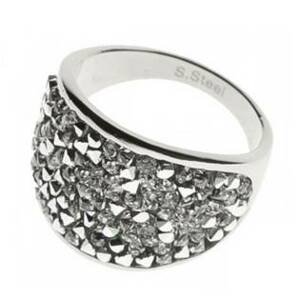 AKTUAL, s.r.o. Ocelový prsten s krystaly Crystals from Swarovski®, CRYSTAL CAL - velikost 63 - LV1001-CAL-63