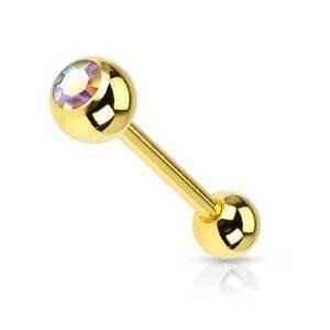Šperky4U Pozlacený piercing do jazyku - kamínek - PJ01030-AB