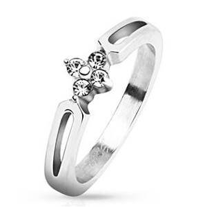 Šperky4U Zásnubní ocelový prsten se zirkony - velikost 50 - OPR1550-50