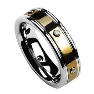 NUBIS® NWF1002 Dámský snubní prsten wolfram se zirkony - velikost 50 - NWF1002-Zrx-50