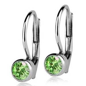 Šperky4U Stříbrné náušnice se světle zelenými kamínky 4 mm - ZB23067-LG