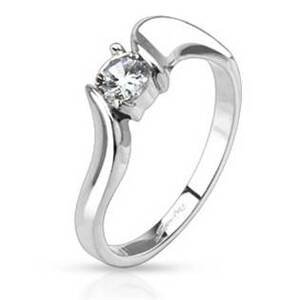 Šperky4U Dámský ocelový prsten se zirkonem - velikost 52 - OPR1469-52