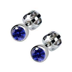 Šperky4U Stříbrné náušnice se tmavě modré kamínky 4 mm - ZB23067A-B