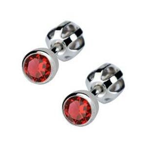 Šperky4U Stříbrné náušnice s červenými kamínky 4 mm - ZB23067A-R